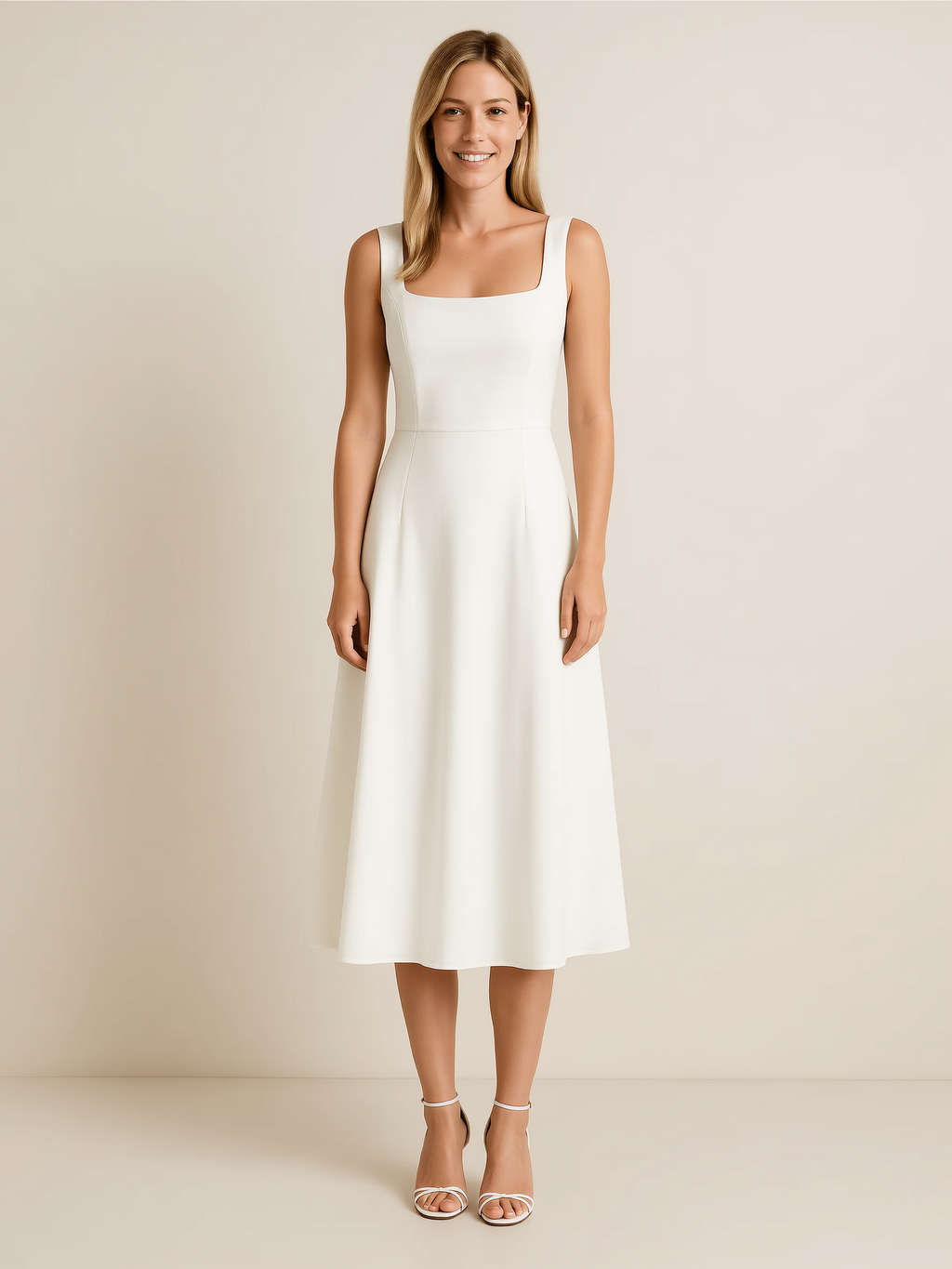 Jesienny model midi z przewiewnego materiału