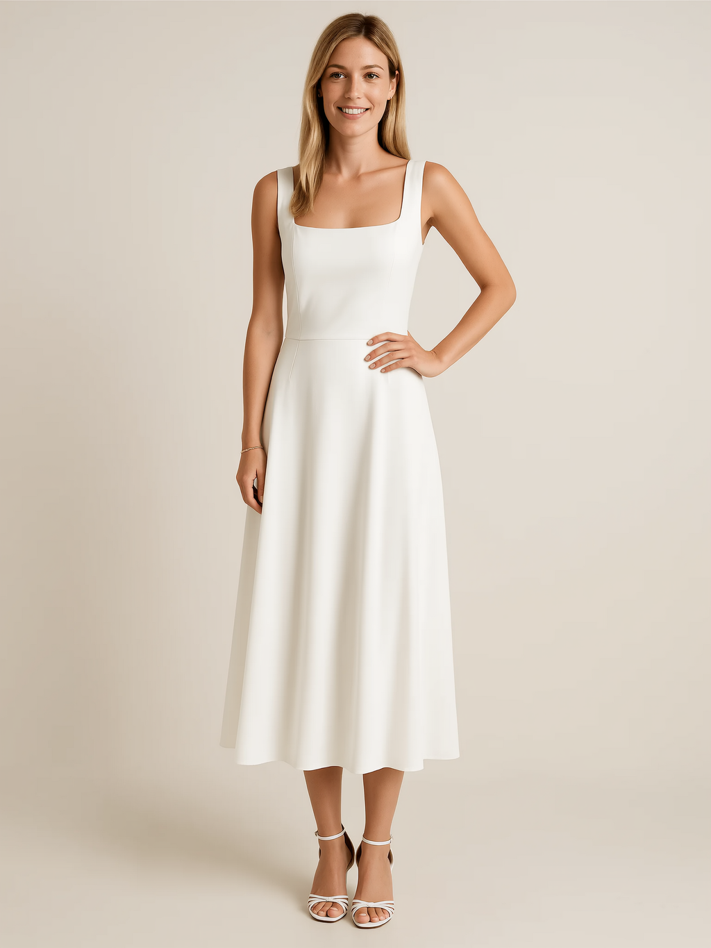 Jesienny model midi z przewiewnego materiału