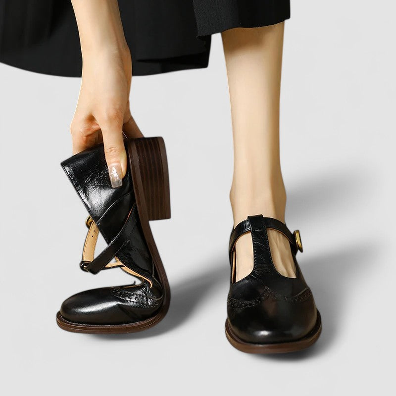 Baletki damskie Mary Jane Lila | Eleganckie z regulowanym paskiem, kremowe 4