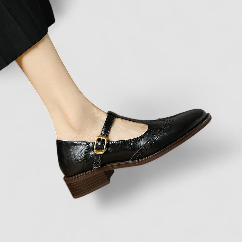 Baletki damskie Mary Jane Lila | Eleganckie z regulowanym paskiem, kremowe 5