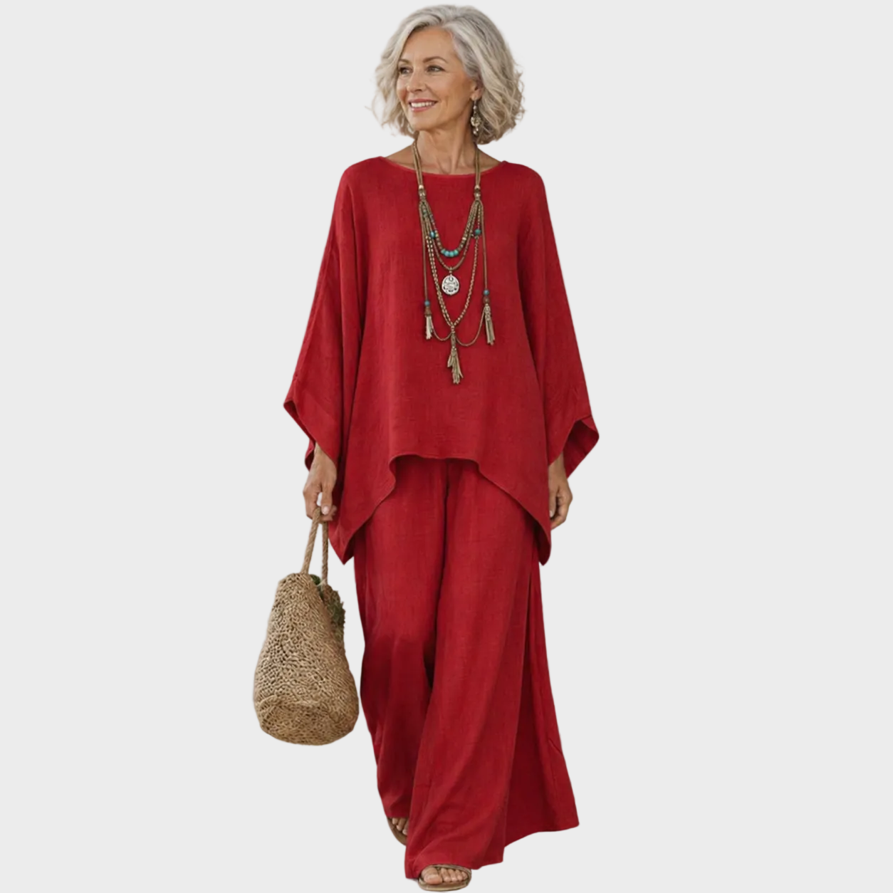 Beata Zestaw lniany damski | Elegancki, przewiewny, oversize 0