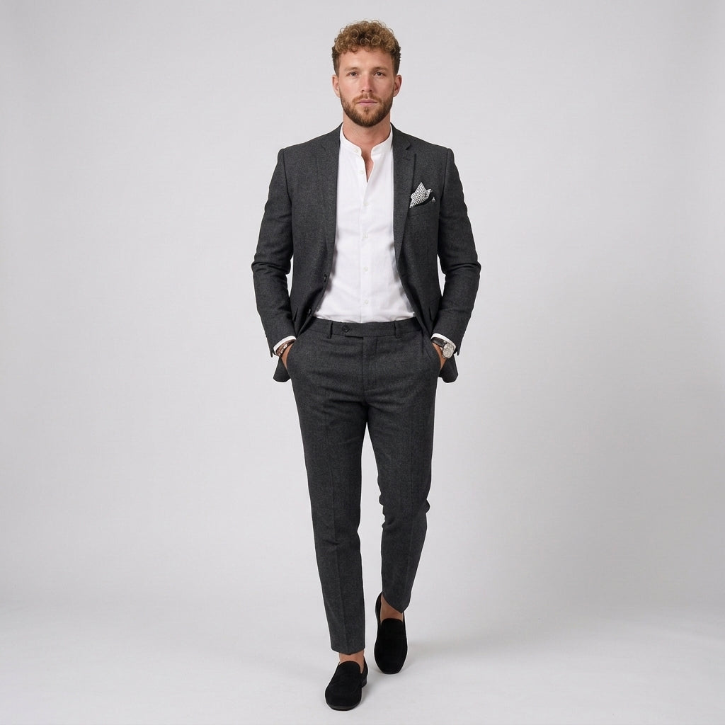 Beżowy Garnitur Męski Gremio Slim Fit | Lekki Len, Nowoczesny Krój 11