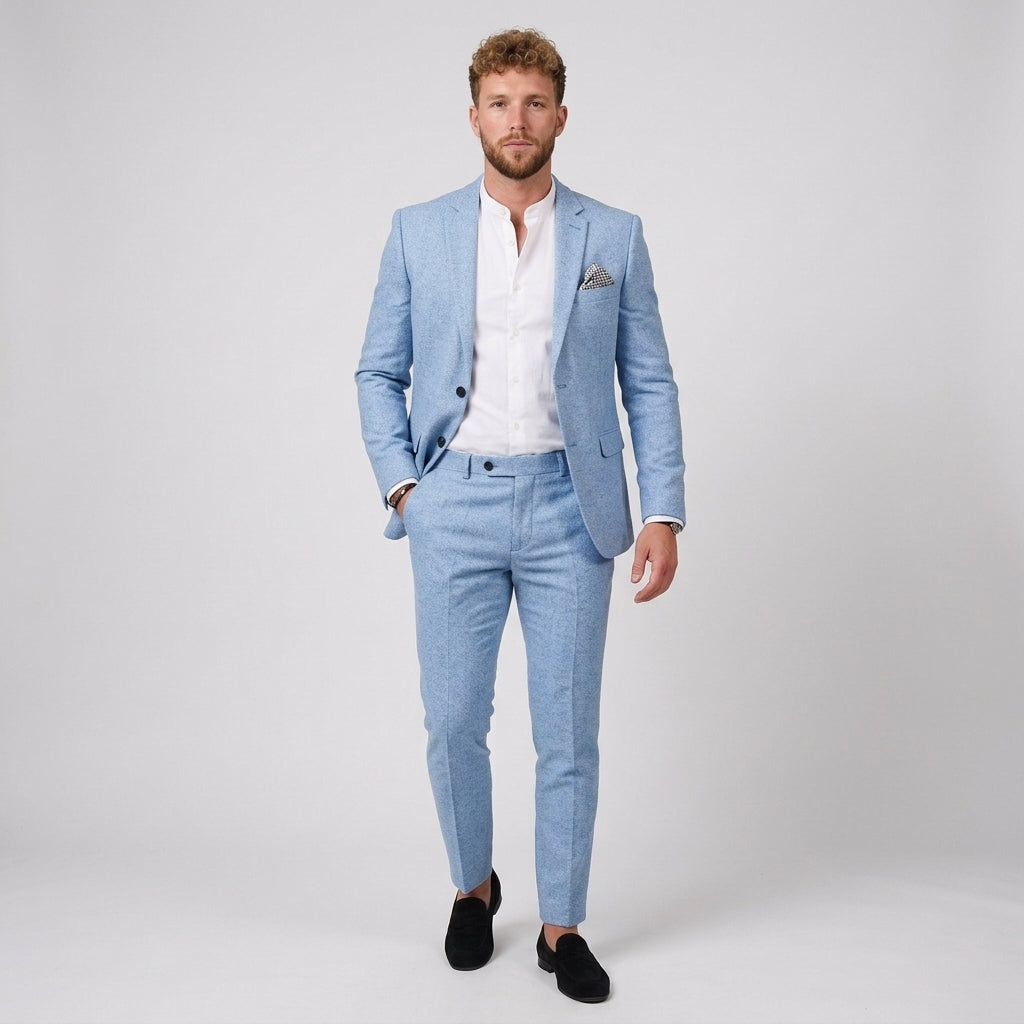 Beżowy Garnitur Męski Gremio Slim Fit | Lekki Len, Nowoczesny Krój 3