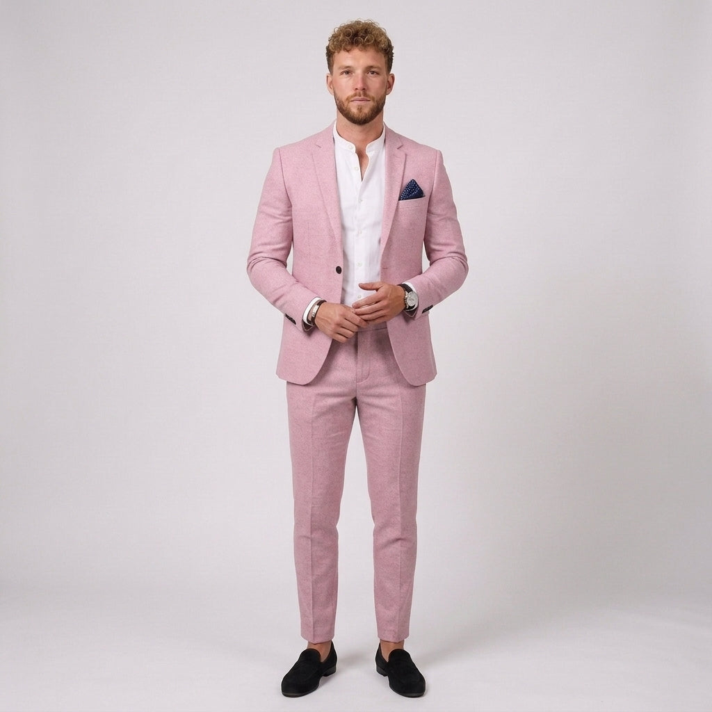Beżowy Garnitur Męski Gremio Slim Fit | Lekki Len, Nowoczesny Krój 8