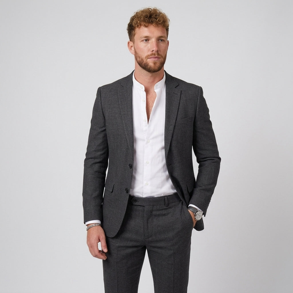 Beżowy Garnitur Męski Gremio Slim Fit | Lekki Len, Nowoczesny Krój 9