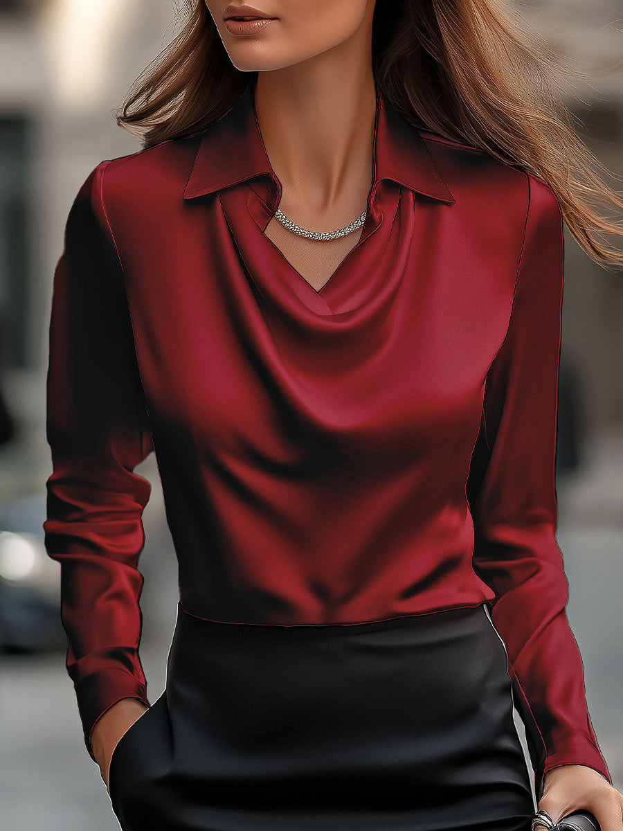 Bluzka Maja Damska | Elegancki Dekolt Cowl, Długi Rękaw, Wiskoza 2