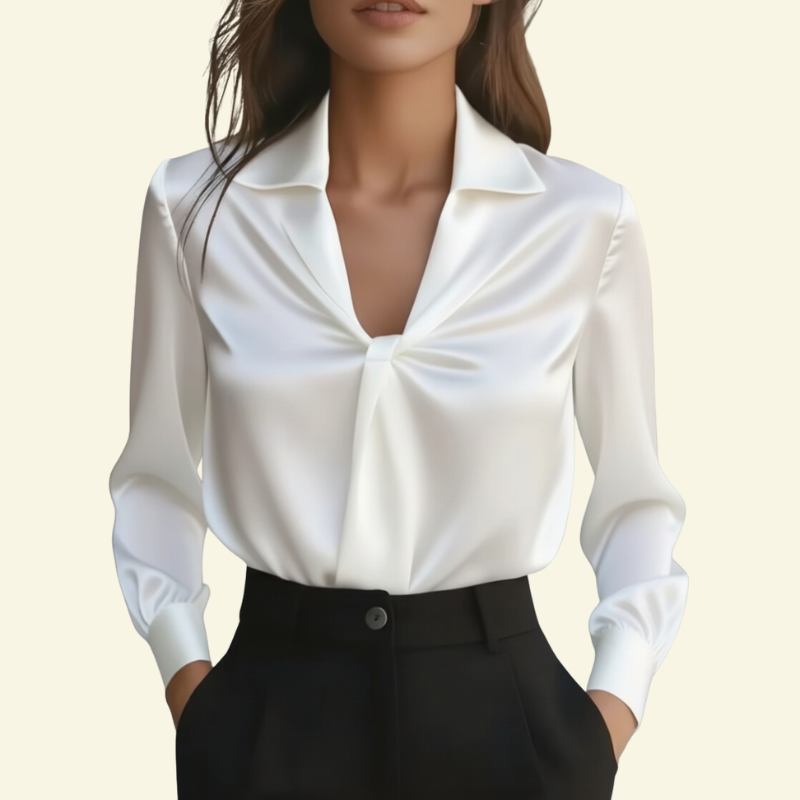 Bluzka Mariette Damska | Elegancki Fason, Długi Rękaw, Premium Mieszanka Tkanin 0