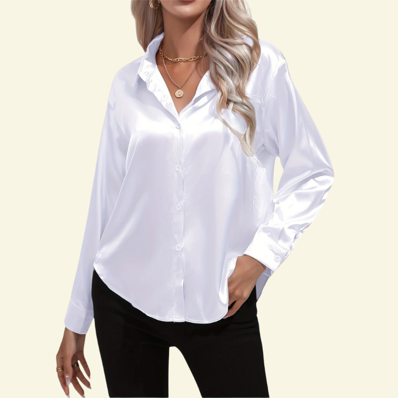 Bluzka damska Arielle | Satyna z długim rękawem, elegancki fason 4