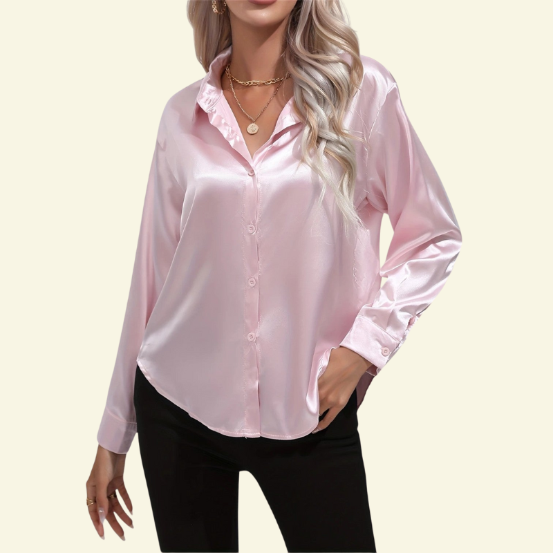 Bluzka damska Arielle | Satyna z długim rękawem, elegancki fason 9