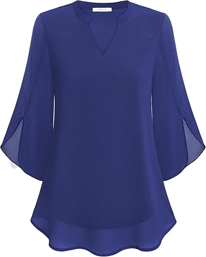 Bluzka damska Lila | Elegancka, przezroczyste długie rękawy, dekolt V 7
