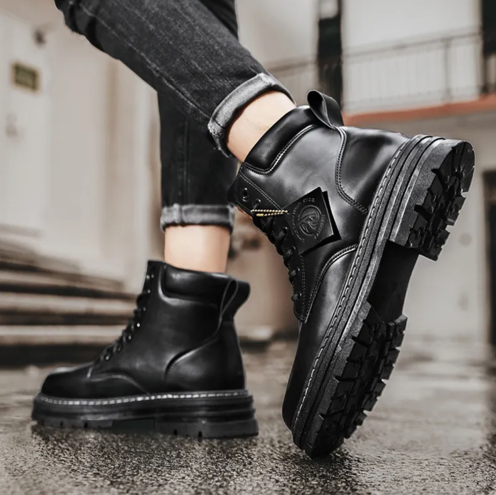 Botki Męskie Max | Wysoki Krój, Skóra Ekologiczna, Czarny 1