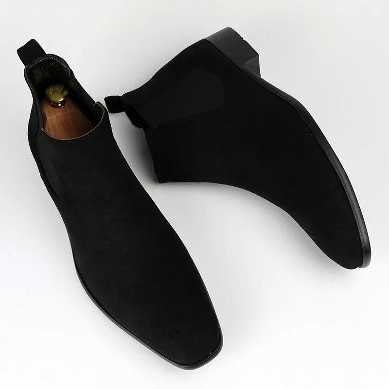 Botki męskie Sebastian | Eleganckie buty zimowe z dopasowaną cholewką 4