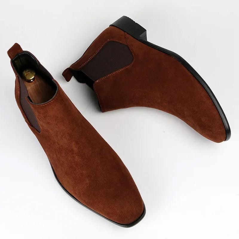 Botki męskie Sebastian | Eleganckie buty zimowe z dopasowaną cholewką 7