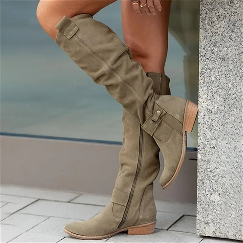 Botki zamszowe Lira | Wysoka cholewka, stabilny obcas, eleganckie buty damskie 5