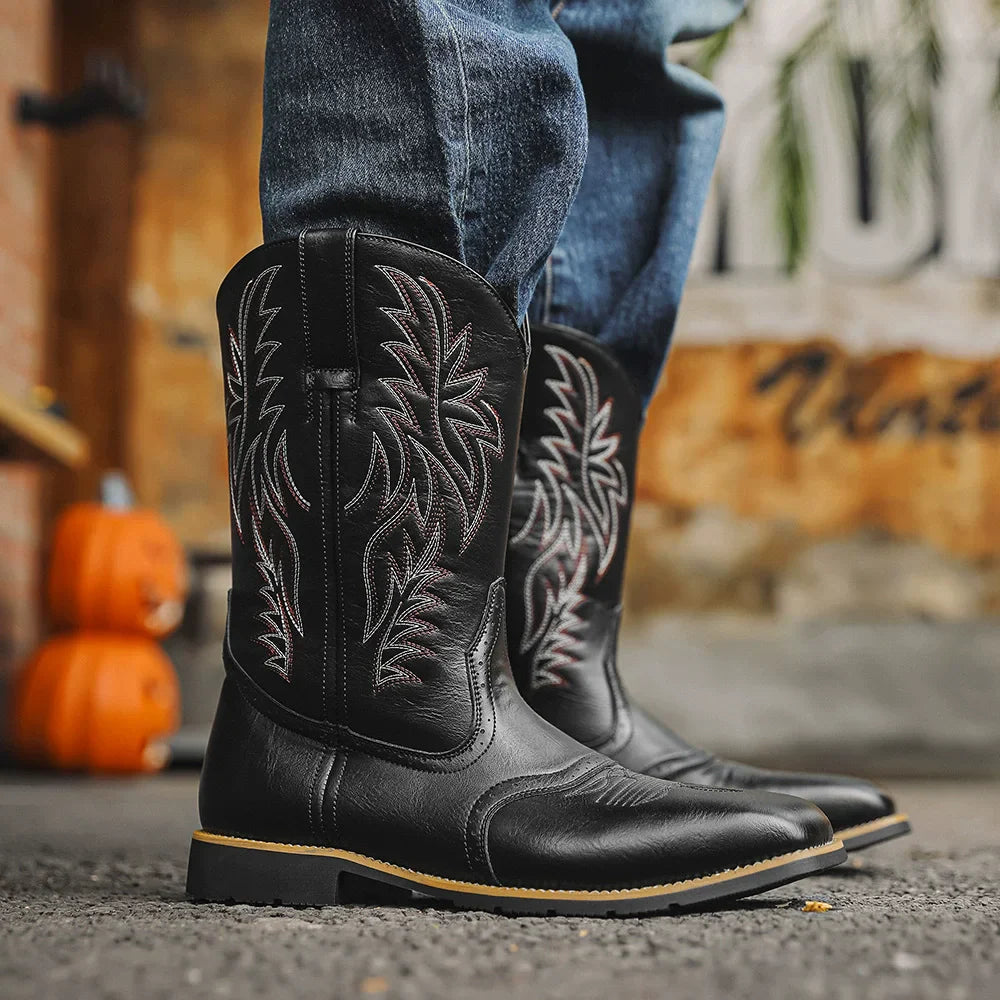 Buty Kowbojskie Maxon Męskie | Zimowe, Haft, Kwadratowy Nosek 0