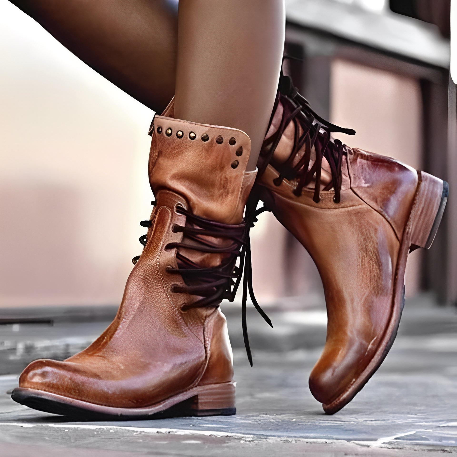 Buty skórzane Lenora | Klasyczny retro styl, niski obcas czółenka damskie 0