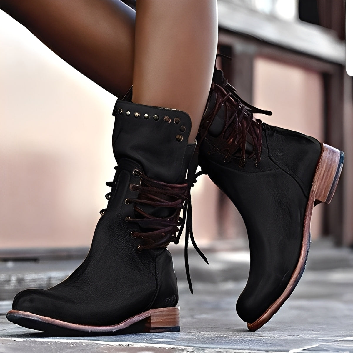 Buty skórzane Lenora | Klasyczny retro styl, niski obcas czółenka damskie 2