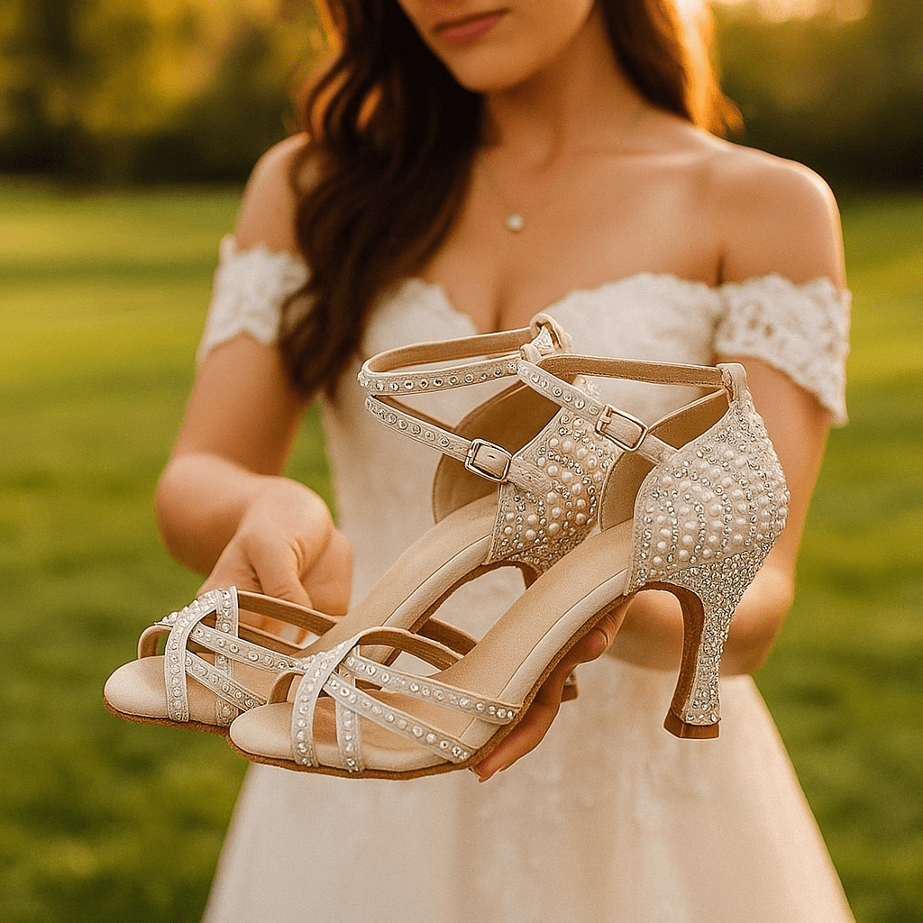 Buty taneczne Millie | Satyna, dekoracyjne kryształy, szpilki do tańca 1