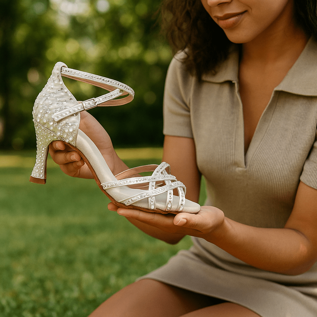 Buty taneczne Millie | Satyna, dekoracyjne kryształy, szpilki do tańca 5