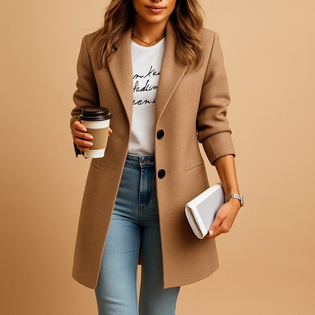 Clara Damski Płaszcz Zimowy | Wełniany, Elegancki Czarny Płaszcz Damski 2