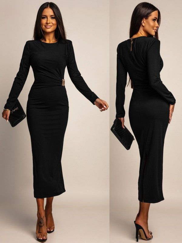 Czarna Sukienka Maxi Luna | Elegancka z Biżuteryjnymi Detalami 1