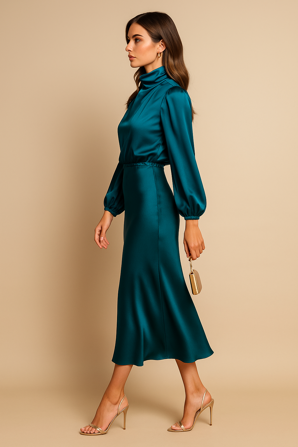 Czarna Sukienka Midi Olivia | Elegancki Golf, Klasyczny Krój 5