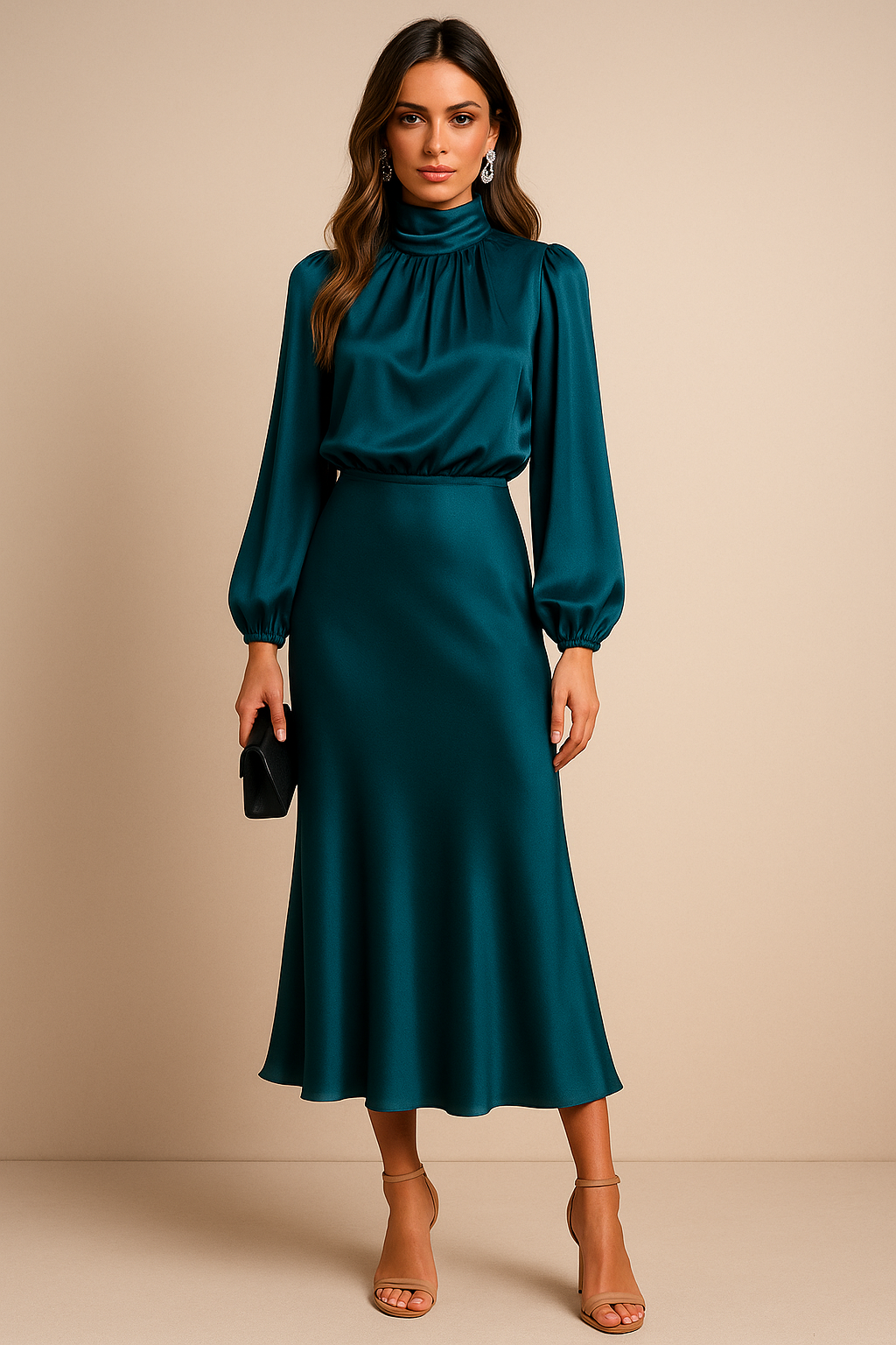 Czarna Sukienka Midi Olivia | Elegancki Golf, Klasyczny Krój 6