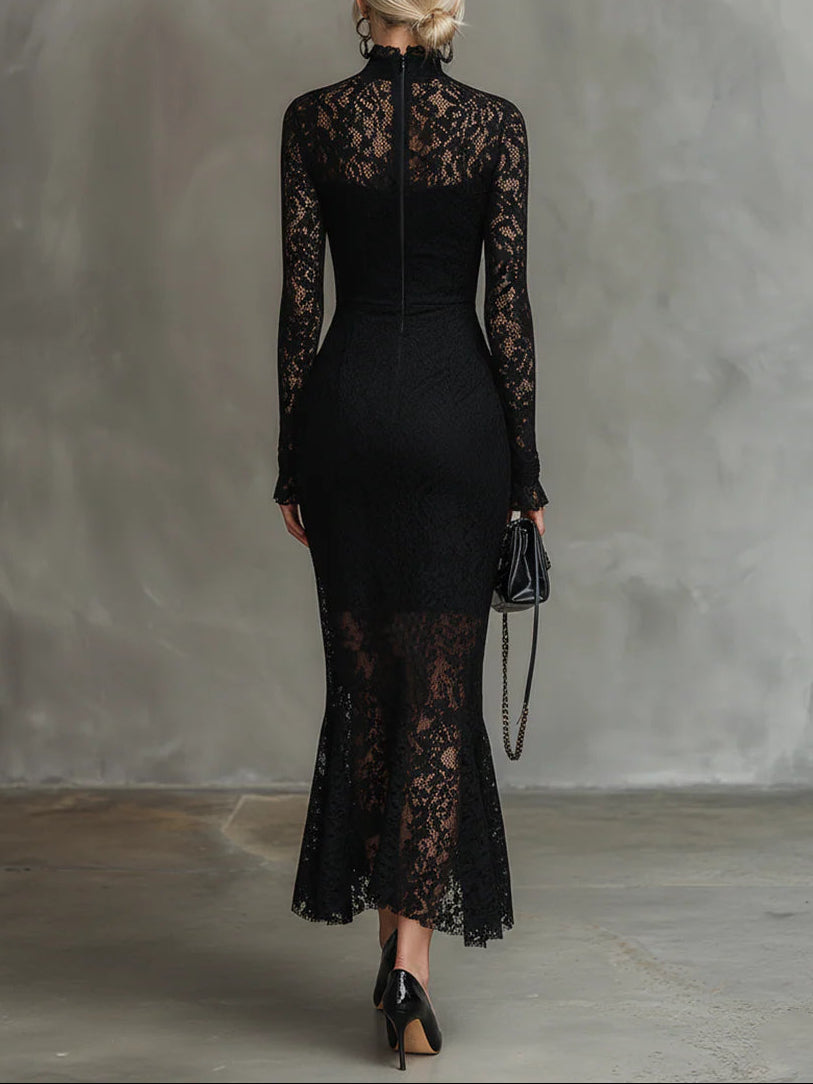 Czarna Sukienka Wieczorowa Maxi Mira | Elegancka, Długa i Dopasowana 1