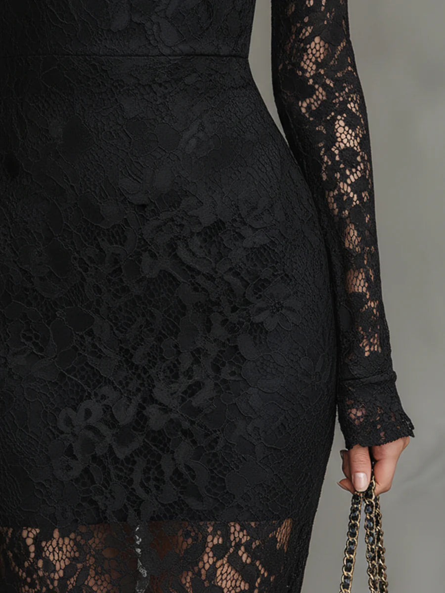 Czarna Sukienka Wieczorowa Maxi Mira | Elegancka, Długa i Dopasowana 3