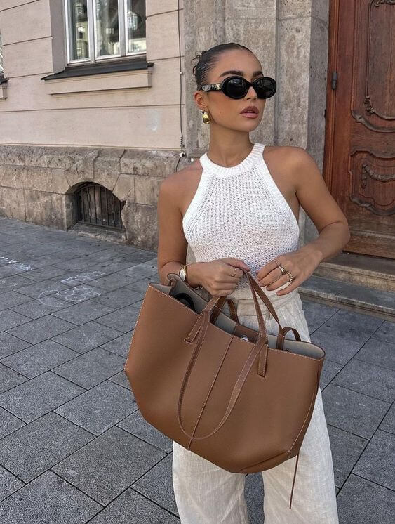 Czarna Torebka Shopper Carla | Ekologiczna Skóra, Duża Pojemność 6