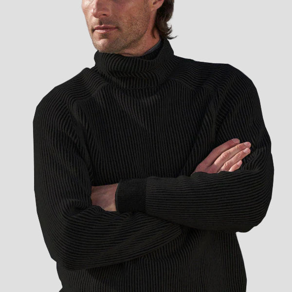 Czarny golf męski Wiktor | Elegancki kaszmir, klasyczny krój 0
