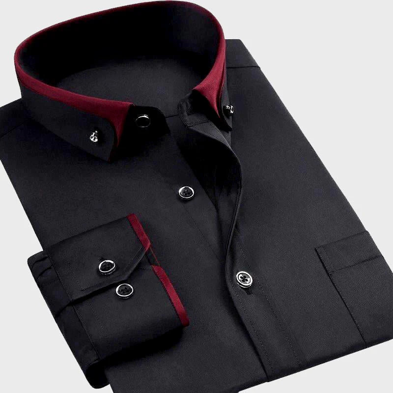 Elegancka Koszula Męska Leo | Biała z Kontrastowym Kołnierzem i Mankietami 0