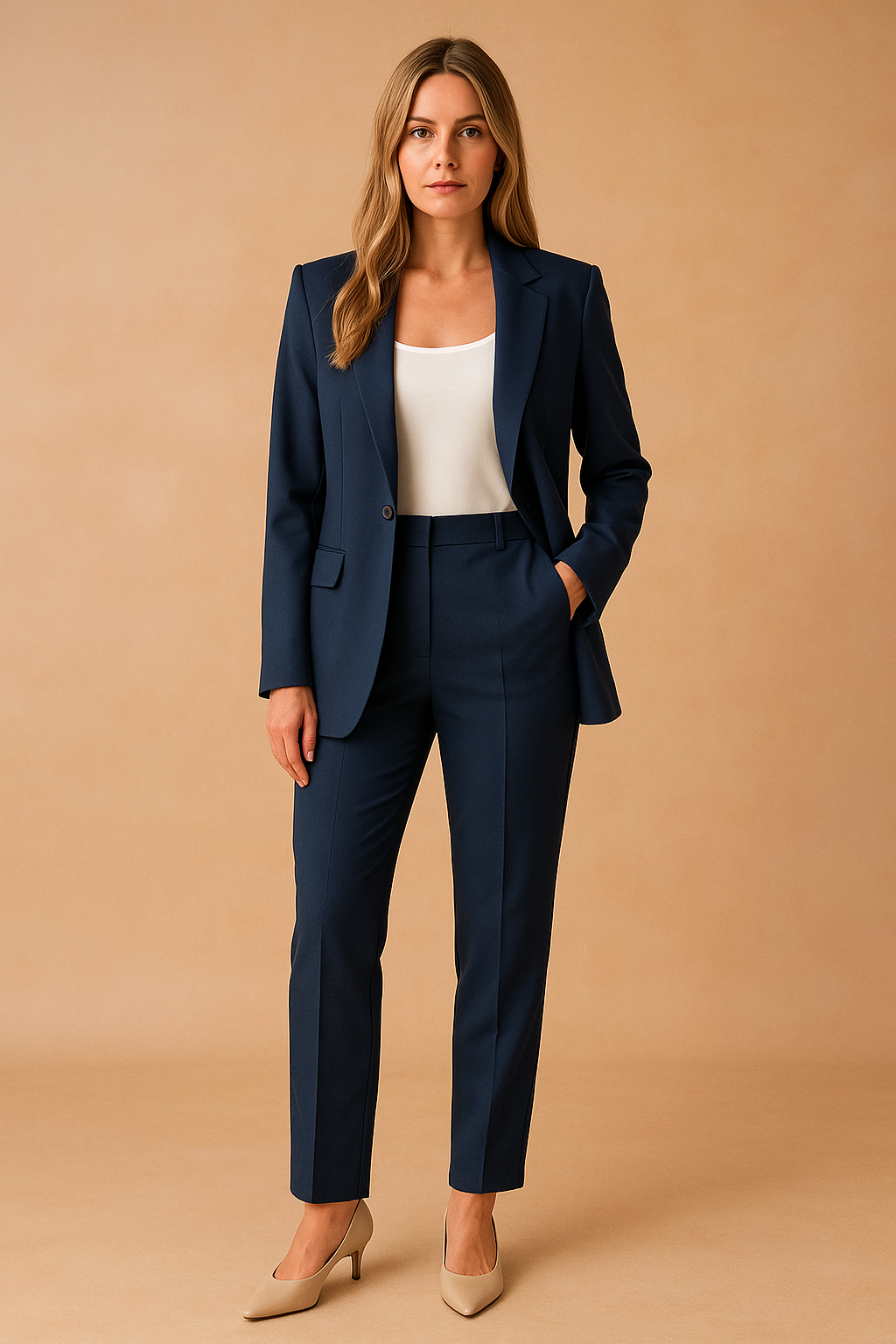 Garnitur Damski Arina | Elegancki Dwuczęściowy Krój, Granatowy 3