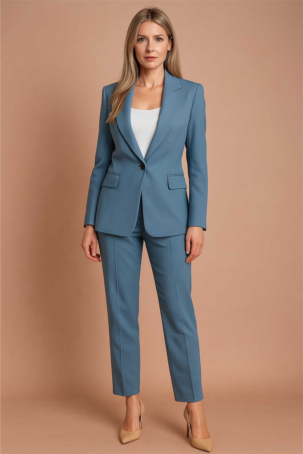 Garnitur Damski Arina | Elegancki Dwuczęściowy Krój, Granatowy 4