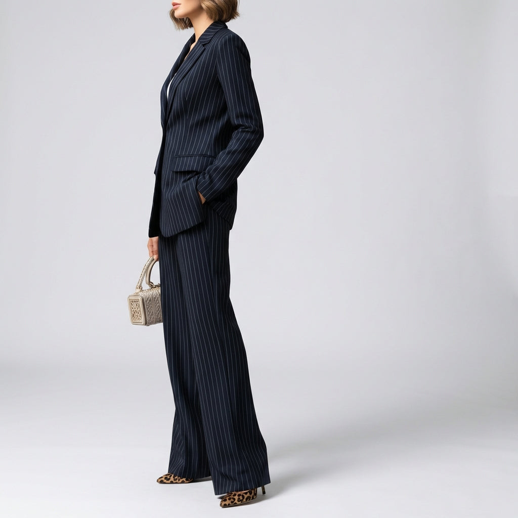 Garnitur Damski Izabela | Szerokie Nogawki, Minimalistyczny Styl 3
