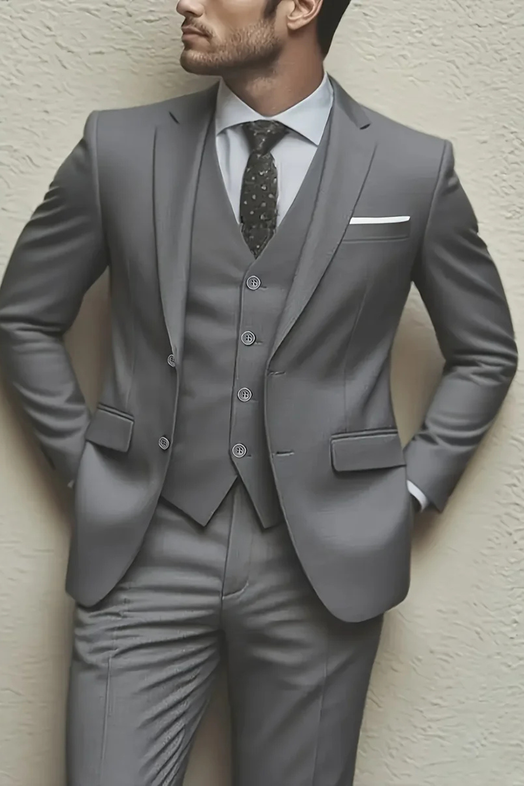 Garnitur męski Ronaldo | Elegancki trzyczęściowy zestaw na wesele 7