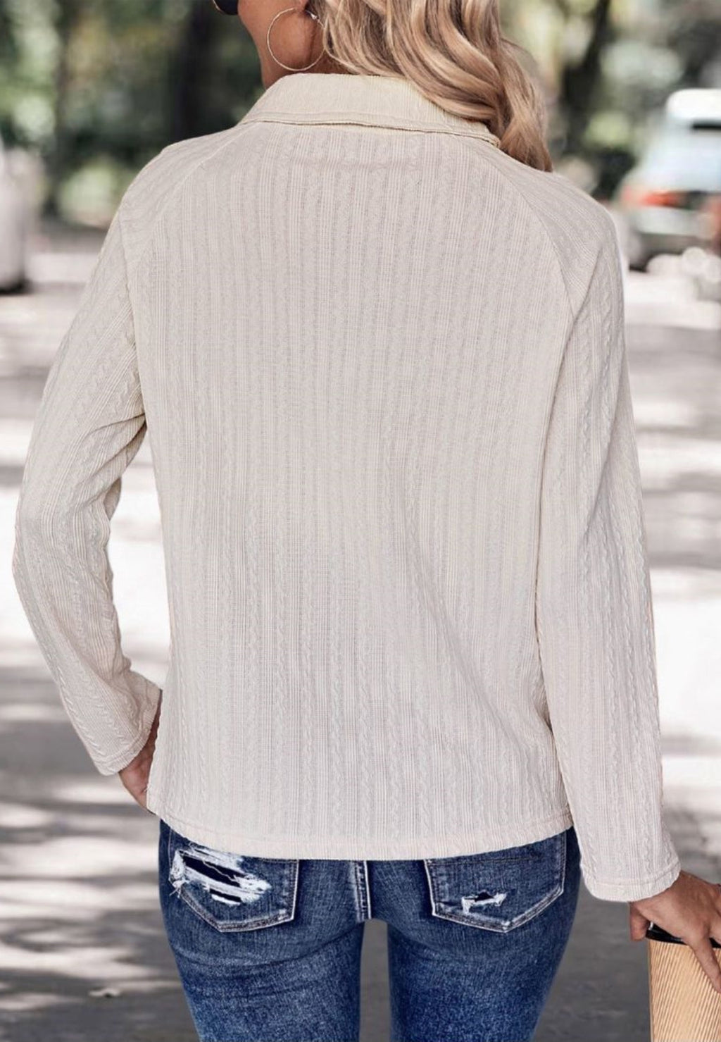 Ilona Women's Sweater | Textured Fabric, Elegant Collar 2