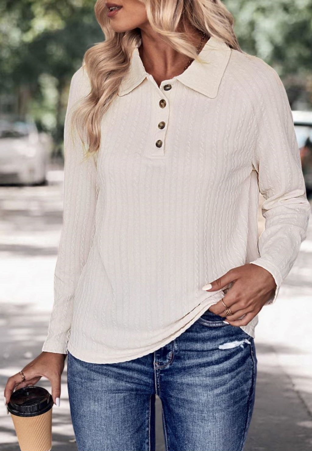 Ilona Women's Sweater | Textured Fabric, Elegant Collar 4