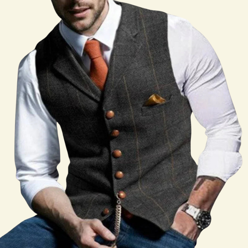 Kamizelka Alban | Tweedowa, Retro Krój z Dekoltem V-neck 0