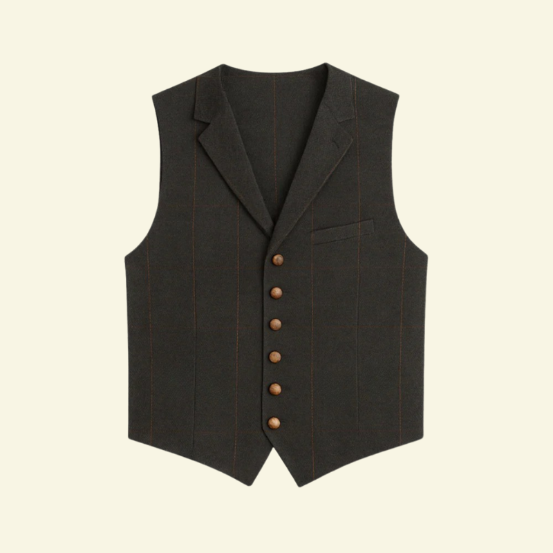 Kamizelka Alban | Tweedowa, Retro Krój z Dekoltem V-neck 1