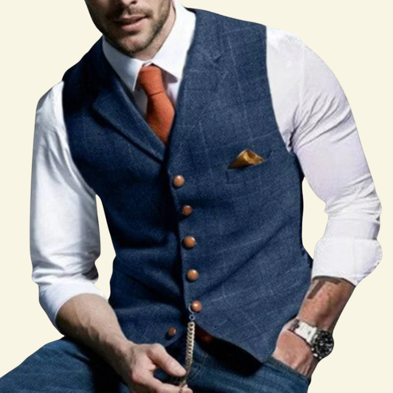 Kamizelka Alban | Tweedowa, Retro Krój z Dekoltem V-neck 2