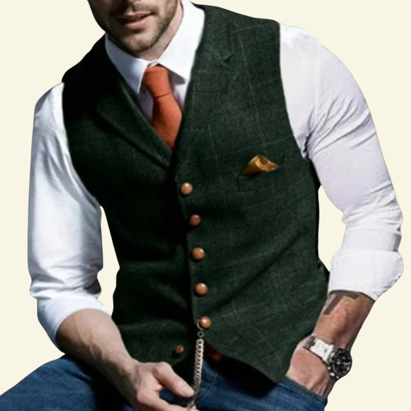 Kamizelka Alban | Tweedowa, Retro Krój z Dekoltem V-neck 3