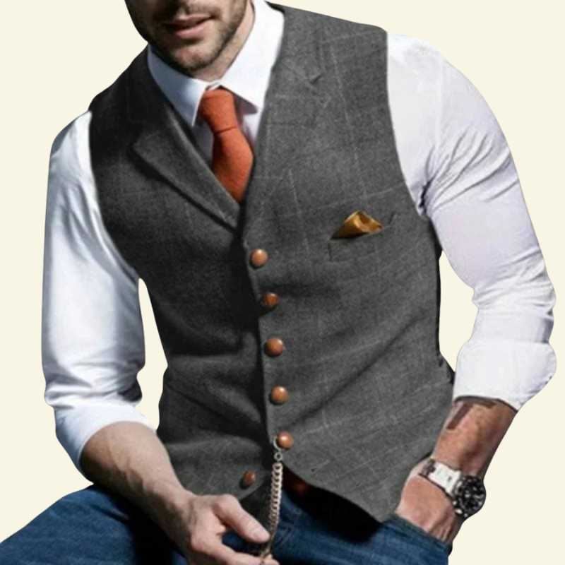 Kamizelka Alban | Tweedowa, Retro Krój z Dekoltem V-neck 4