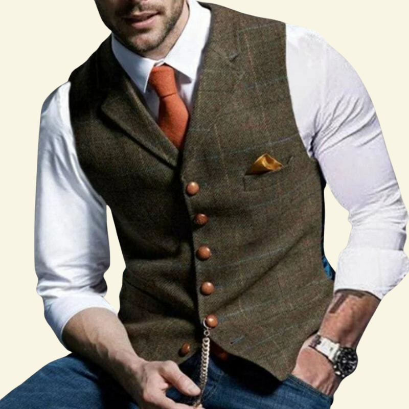 Kamizelka Alban | Tweedowa, Retro Krój z Dekoltem V-neck 5
