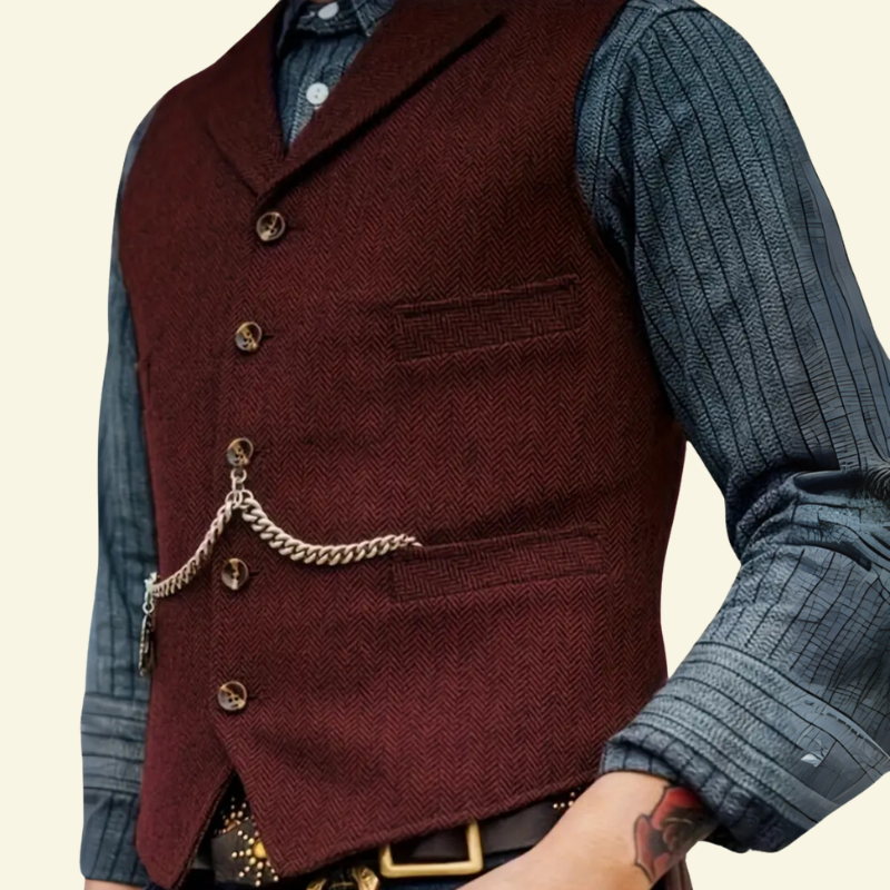 Kamizelka Aurelien | Tweedowa, Slim-Fit z Klapami 0