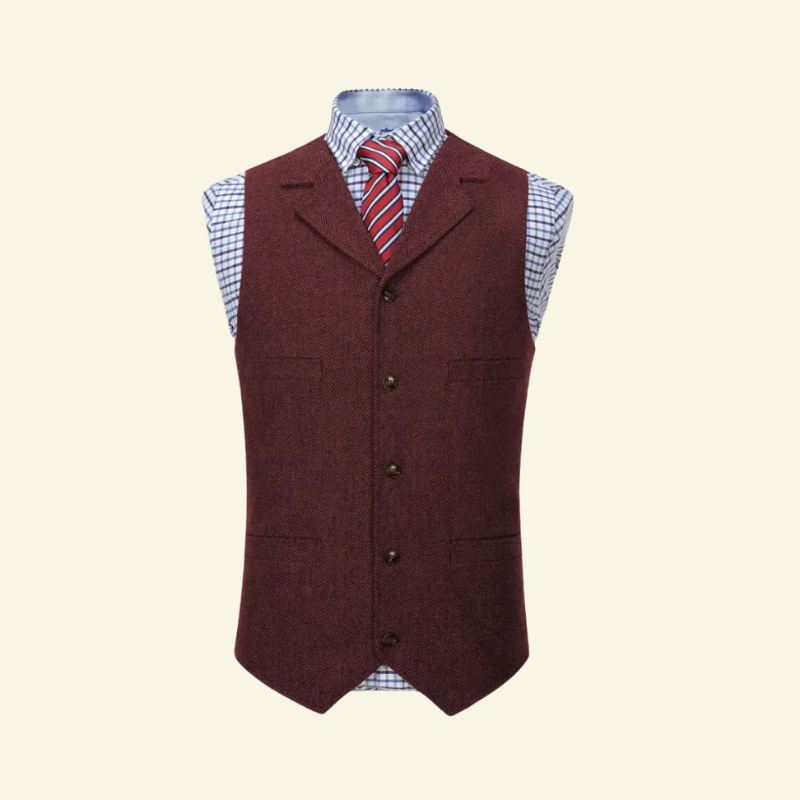 Kamizelka Aurelien | Tweedowa, Slim-Fit z Klapami 2