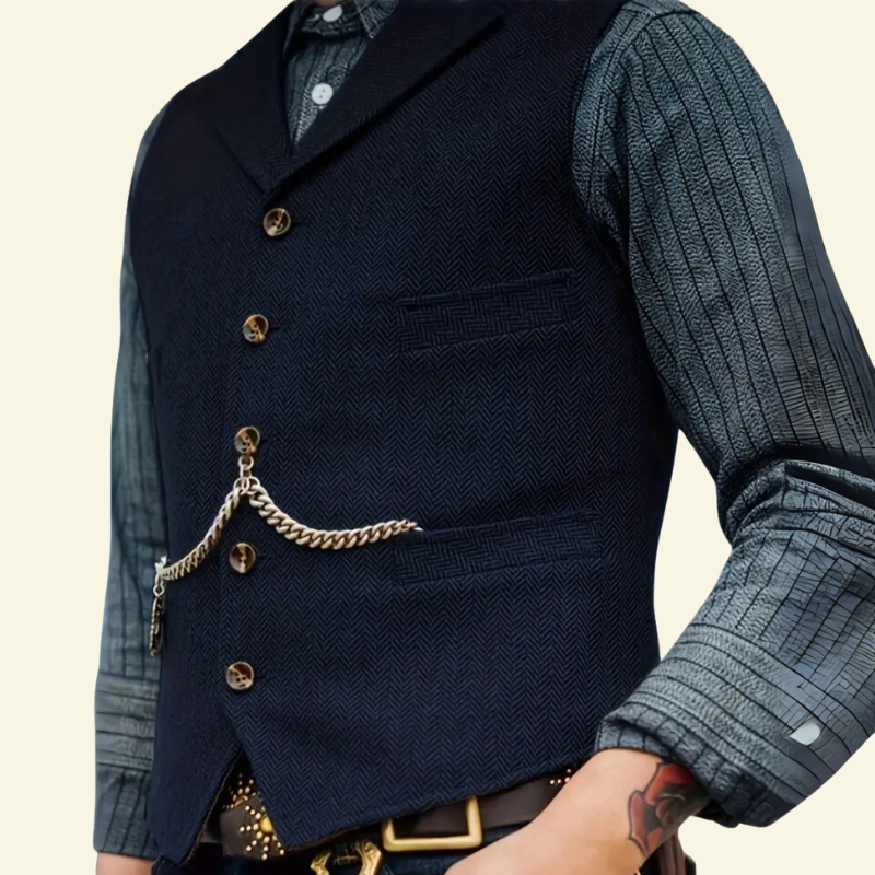 Kamizelka Aurelien | Tweedowa, Slim-Fit z Klapami 4