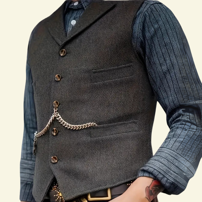 Kamizelka Aurelien | Tweedowa, Slim-Fit z Klapami 5