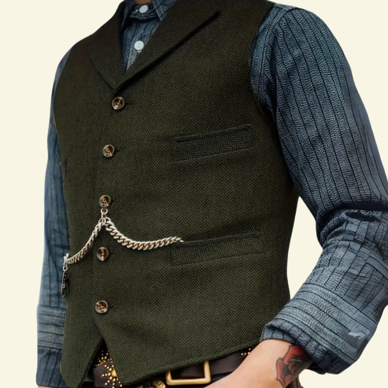 Kamizelka Aurelien | Tweedowa, Slim-Fit z Klapami 7