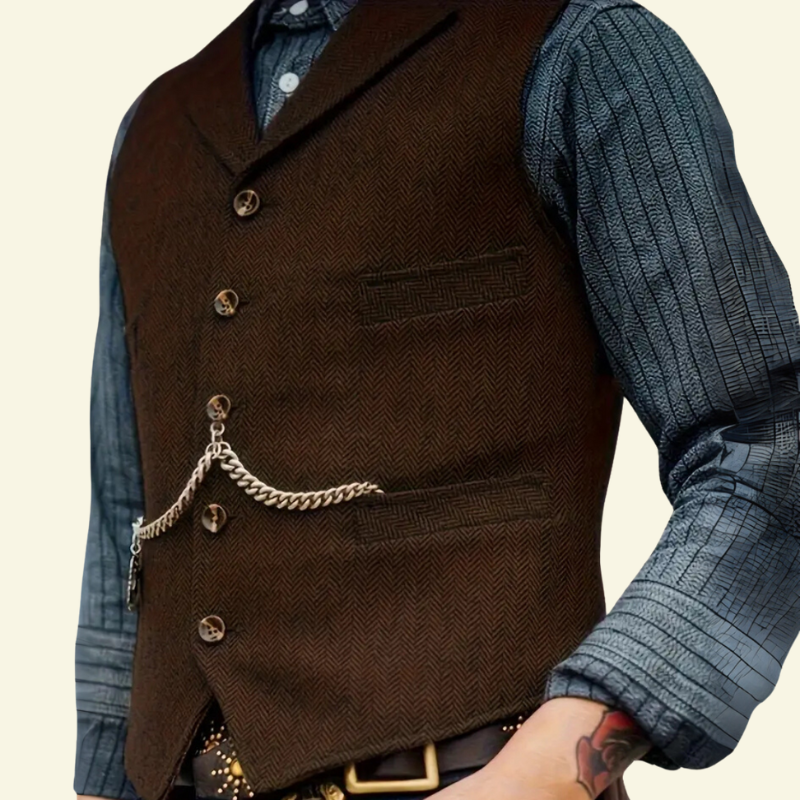 Kamizelka Aurelien | Tweedowa, Slim-Fit z Klapami 8